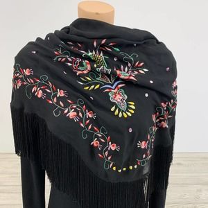 Silk Fringed Piano Shawl/Scarf by California Style (HG)
